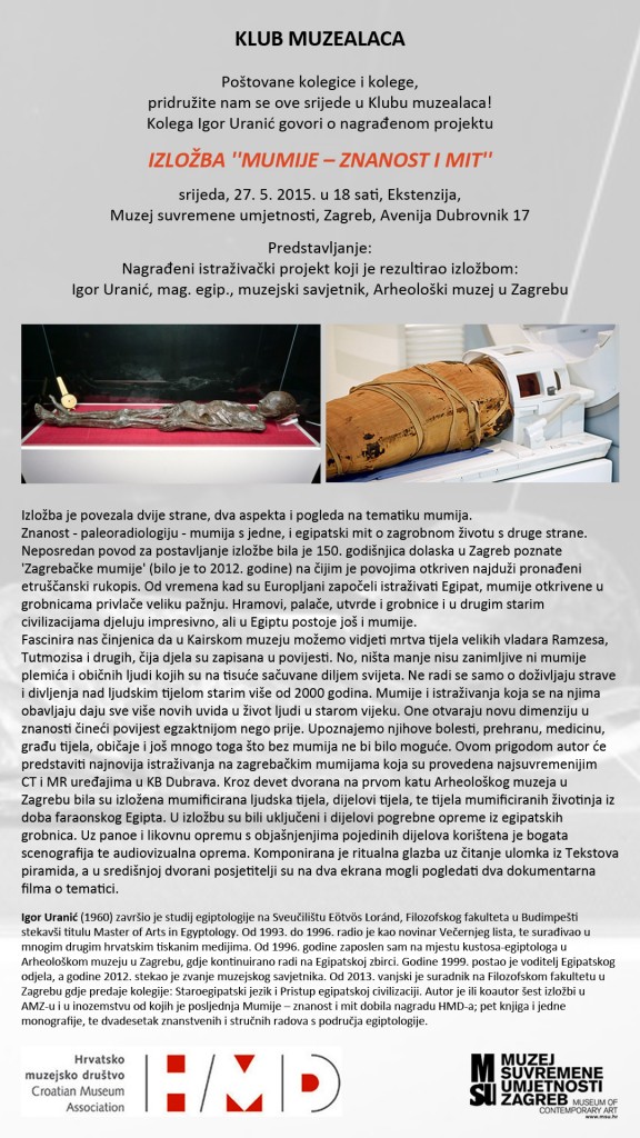 Klub muzealaca_Igor Uranic_Mumije znanost i mit